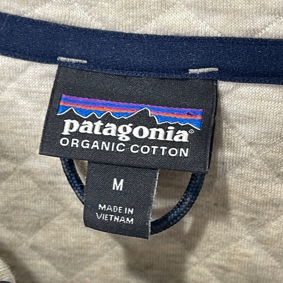 Patagonia Organic Cotton Quilted Snap-T Pullover Birch White Navy Medium 25282 - Picture 6 of 7